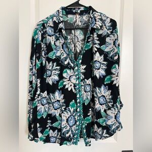 FREE PEOPLE Button Up Flower Blouse